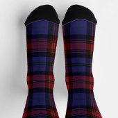 Plaid Red Purple Checkered Rustic Tartan Socken (Oben)