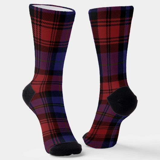 Plaid Red Purple Checkered Rustic Tartan Socken (Gewinkelt)