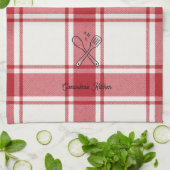Plaid Red & White Custom Name Gift Geschirrtuch (Gefaltet)