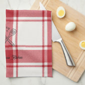 Plaid Red & White Custom Name Gift Geschirrtuch (Viertel Falte)