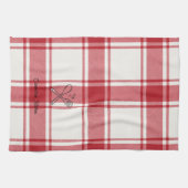 Plaid Red & White Custom Name Gift Geschirrtuch (Horizontal)