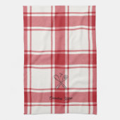Plaid Red & White Custom Name Gift Geschirrtuch (Vertikal)