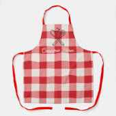 Plaid Red & White Custom Name Gift Schürze (Vorderseite)