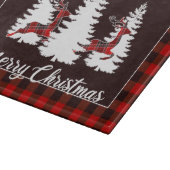 Plaid Reindeer and Pine Trees Christmas Scene Schneidebrett (Ecke)