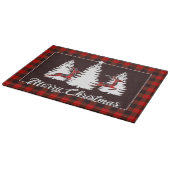 Plaid Reindeer and Pine Trees Christmas Scene Schneidebrett (Ecke)