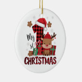 Plaid Reindeer “My 1st Christmas” Keramik Ornament (Rechts)