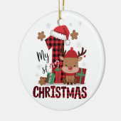 Plaid Reindeer “My 1st Christmas” Keramik Ornament (Links)