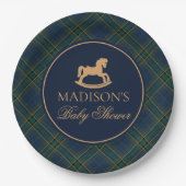 Plaid Rocking Horse Baby Shower Envelope Seal Pappteller (Vorderseite)