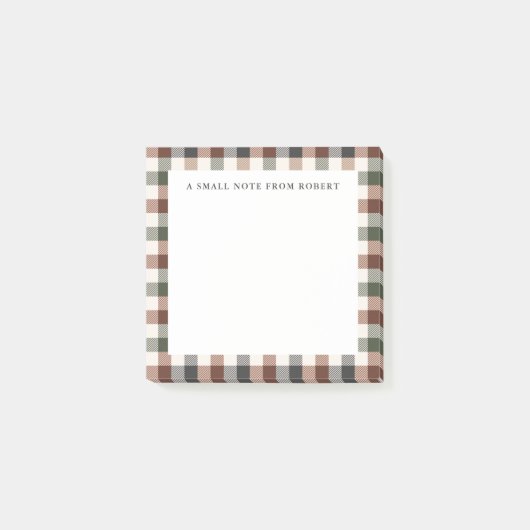 Plaid Rustic Earth Tones Small Sticky Notepad  Post-it Klebezettel (Vorderseite)