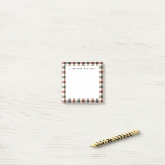 Plaid Rustic Earth Tones Small Sticky Notepad Post-it Klebezettel (Auf Schreibtisch)