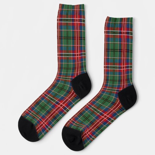 Plaid Rustic Red Green Check Tartan Socken (Linkes Detail)