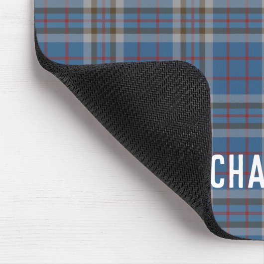 Plaid Rustic Thompson Blue Grey Check Tartan Mousepad (Ecke)