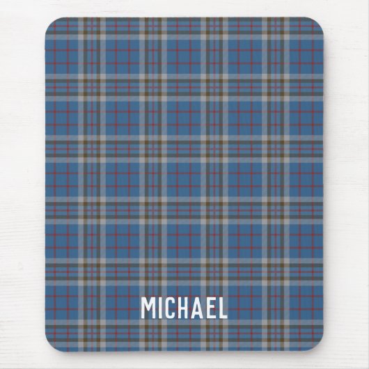 Plaid Rustic Thompson Blue Grey Check Tartan Mousepad (Vorne)