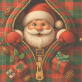 Plaid Santa Claus Christmas Design Aufkleber