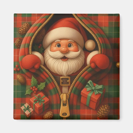 Plaid Santa Claus Christmas Design Magnet (Vorne)