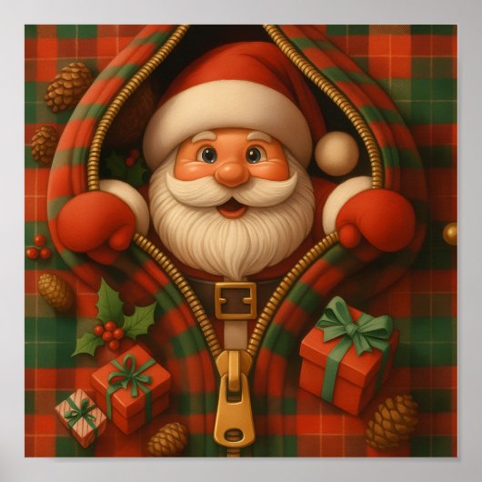 Plaid Santa Claus Christmas Design  Poster (Vorne)