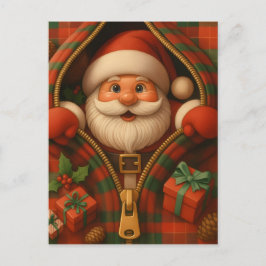 Plaid Santa Claus Christmas Design Postkarte