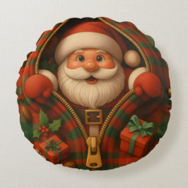 Plaid Santa Claus Christmas Design Rundes Kissen