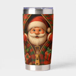 Plaid Santa Claus Christmas Design Thermobecher