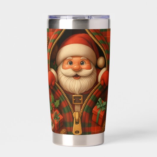 Plaid Santa Claus Christmas Design Thermobecher (Vorderseite)