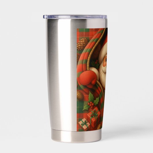 Plaid Santa Claus Christmas Design Thermobecher (Rechts)
