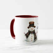 Plaid Scarf Snowman Christmas Tasse (Vorderseite Links)