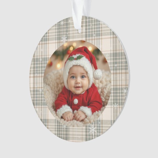 Plaid Snowflake Family Keepsake Ornament (Vorderseite)