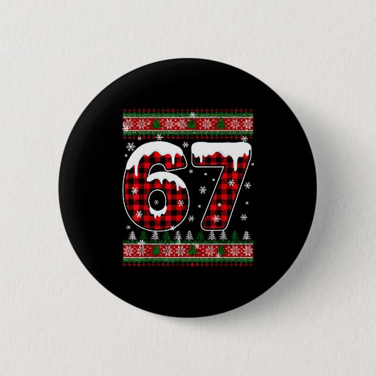 Plaid Snowflake Six Seven Christmas 67 Meme Button (Vorderseite)