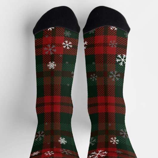 Plaid Snowflakes Rustic Winter Christmas Tartan Socken (Oben)