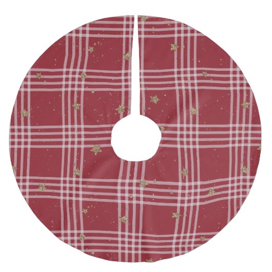Plaid & Stardust Polyester Weihnachtsbaumdecke (Vorderseite)