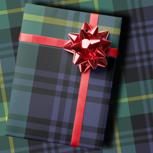 plaid Stylish Navy Christmas Geschenkpapier