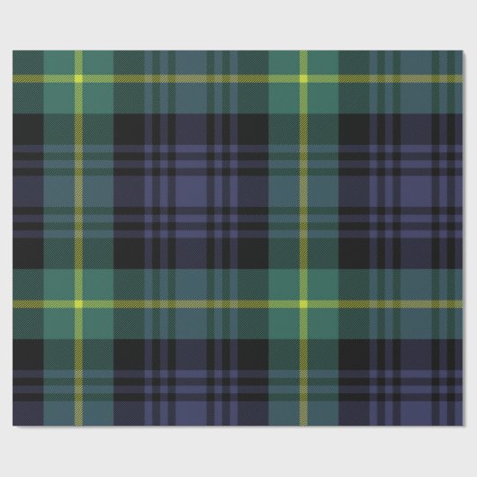 plaid Stylish Navy Christmas Geschenkpapier (Flach)