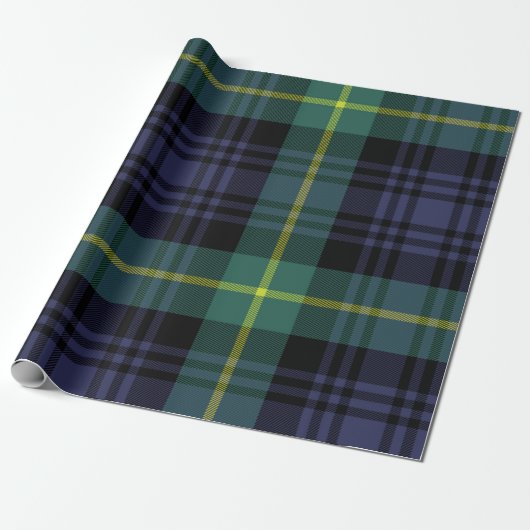 plaid Stylish Navy Christmas Geschenkpapier (Ungerollt)
