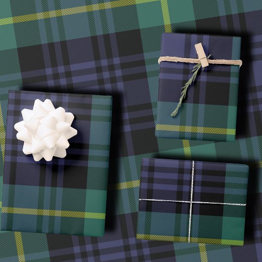 Plaid Stylish Navy Christmas Geschenkpapier Set
