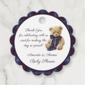 Plaid Tartan Burgundy Blue Baby Shower Thank You Geschenkanhänger (Vorderseite)