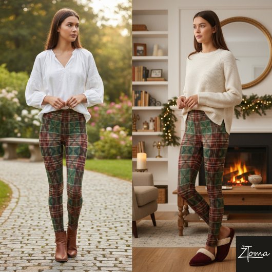 Plaid Tartan Christmas Red Green Traditional Leggings