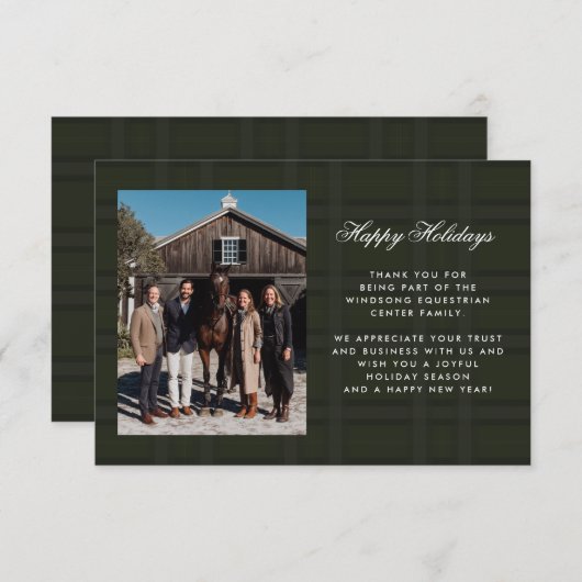 Plaid Tartan Equestrian Barn Ranch Business Dankeskarte (Vorne/Hinten)