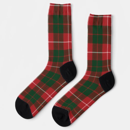 Plaid Tartan Green Red Check Rustic Socken (Linkes Detail)