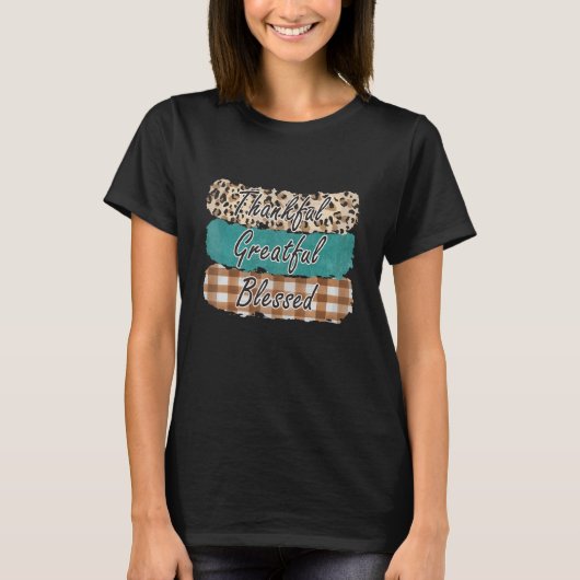 Plaid Thankful Blessed Grateful Family Pajama Than T-Shirt (Vorderseite)