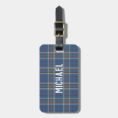 Plaid Thompson Clan Blue Grey Check Custom Tartan Gepäckanhänger (Vorderseite vertikal)