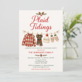 Plaid-Weihnachtsfeier Einladung (Stehend Vorderseite)