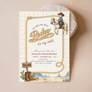 Plaid Western Desert Cowboy Rodeo 6. Geburtstag Einladung