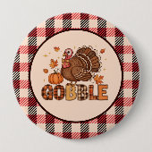 Plaid & Whimsy – Festive Thanksgiving Turkey Button (Vorderseite)