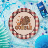 Plaid & Whimsy – Festive Thanksgiving Turkey Pappteller (Party)