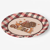 Plaid & Whimsy – Festive Thanksgiving Turkey Pappteller (Schrägansicht)