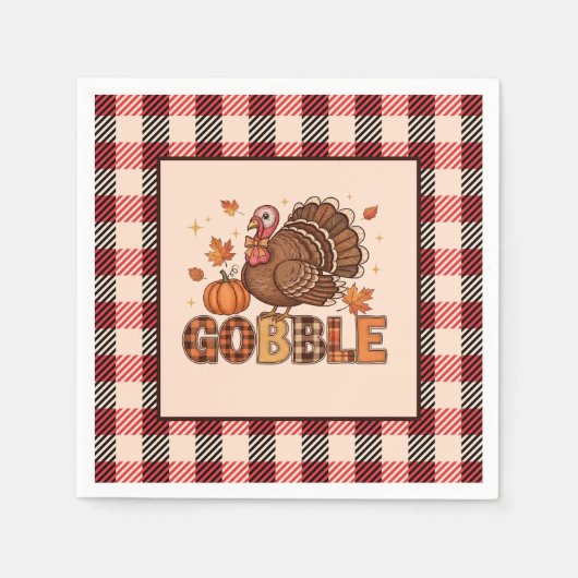 Plaid & Whimsy – Festive Thanksgiving Turkey Serviette (Vorderseite)