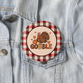 Plaid & Whimsy – Festlicher Thanksgiving-Truthahn Button (Beispiel)