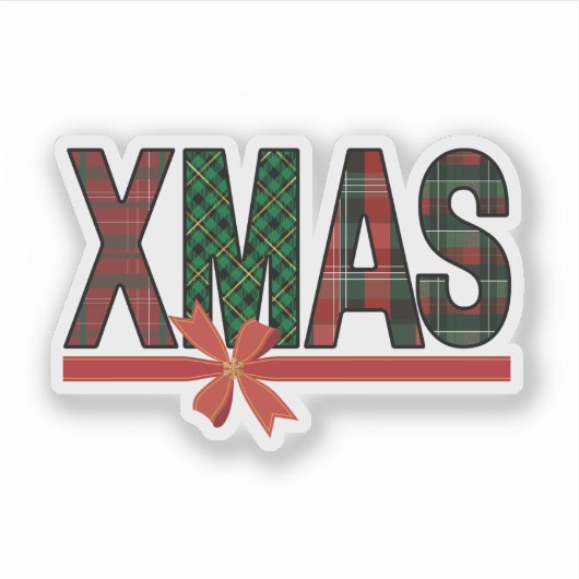 Plaid XMAS with Red Bow Aufkleber (Vorderseite)
