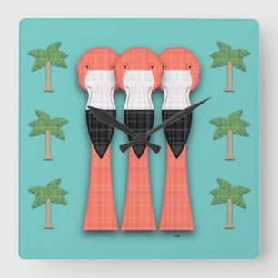 Plaidmingos Square Wall Clock Quadratische Wanduhr