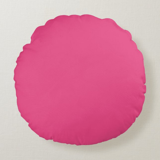 Plain color french rose hot pink rundes kissen (Vorderseite)